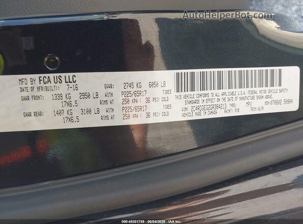 2C4RDGEG2GR384213 2016 DODGE GRAND CARAVAN Черный Вид подкапотного пространства