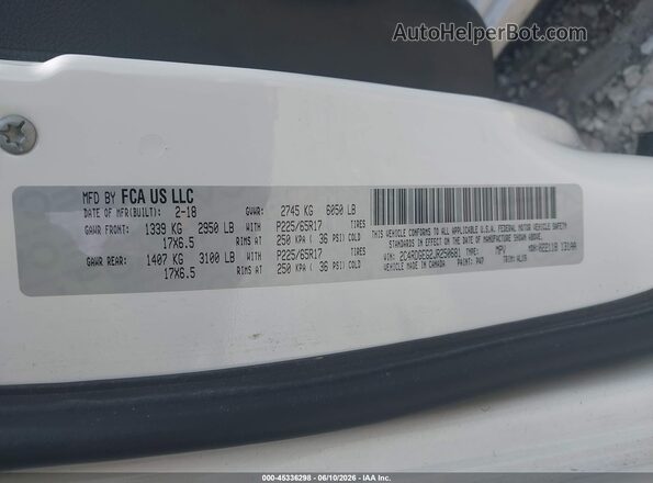2C4RDGEG2JR250681 2018 DODGE GRAND CARAVAN White Vista del compartimento del motor