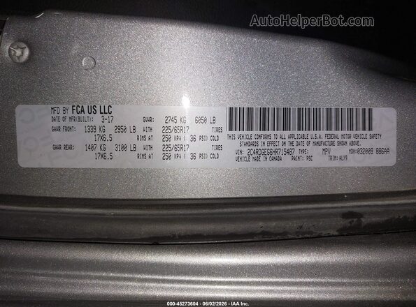 2C4RDGEG6HR715487 2017 DODGE GRAND CARAVAN Серебряный Вид подкапотного пространства