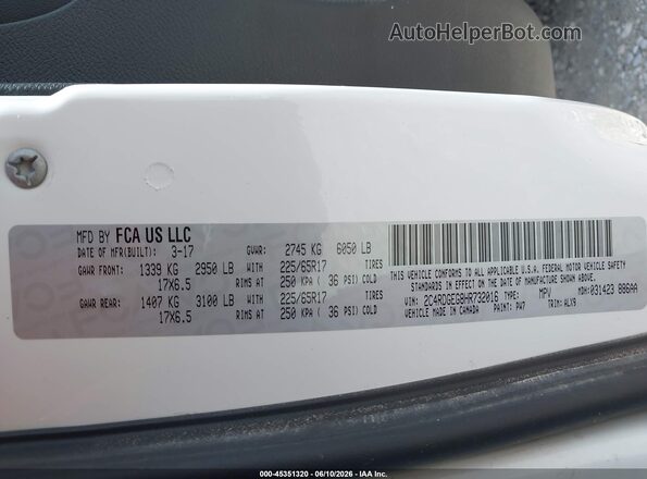 2C4RDGEG8HR732016 2017 DODGE GRAND CARAVAN Белый Вид подкапотного пространства