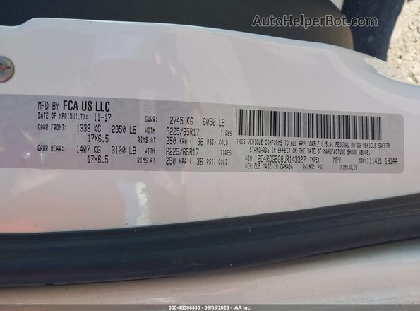 2C4RDGEG8JR143327 2018 DODGE GRAND CARAVAN White Engine compartment view