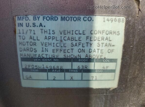 2F05H149688 1972 FORD MUSTANG Silver 