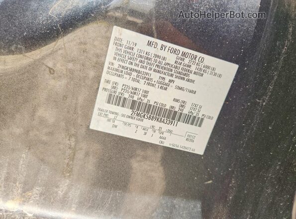 2FMGK5B89KBA33911 2019 FORD FLEX Green 