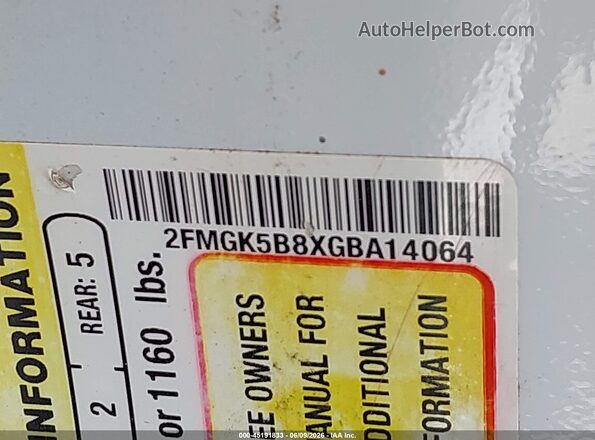 2FMGK5B8XGBA14064 2016 FORD FLEX White Engine compartment view