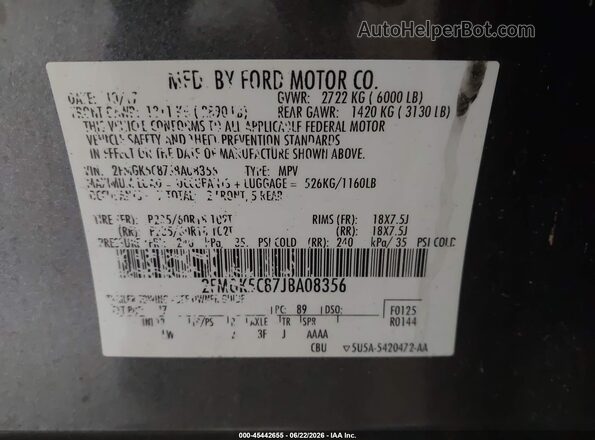 2FMGK5C87JBA08356 2018 FORD FLEX Gray Vista del compartimento del motor