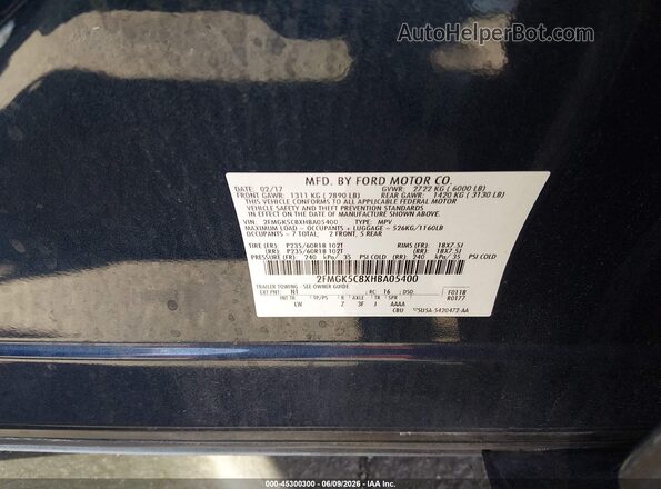 2FMGK5C8XHBA05400 2017 FORD FLEX Blue ძრავის განყოფილების ხედი