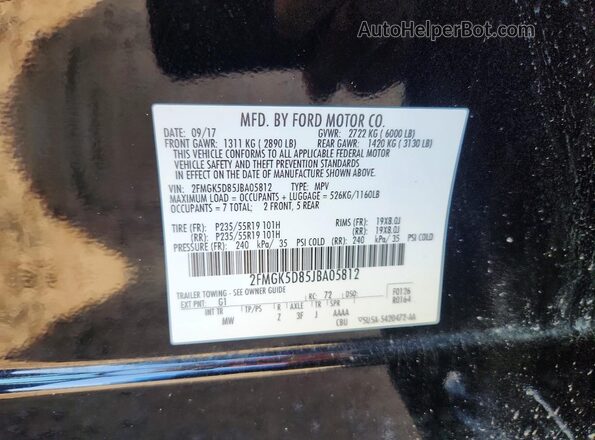 2FMGK5D85JBA05812 2018 FORD FLEX Black Вид підкапотного простору