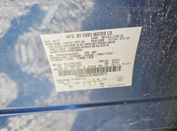 2FMHK6C85JBA04073 2018 FORD FLEX Gray VIN կոդի պիտակի տեսք