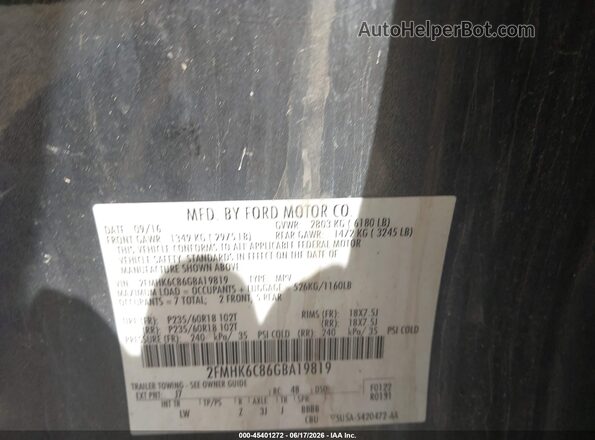 2FMHK6C86GBA19819 2016 FORD FLEX Серый Вид подкапотного пространства