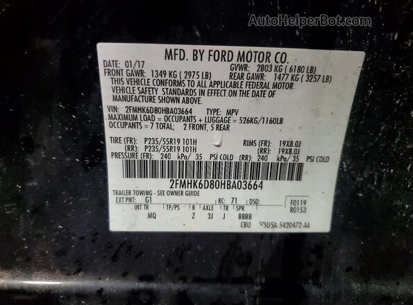 2FMHK6D80HBA03664 2017 FORD FLEX Black Widok komory silnika