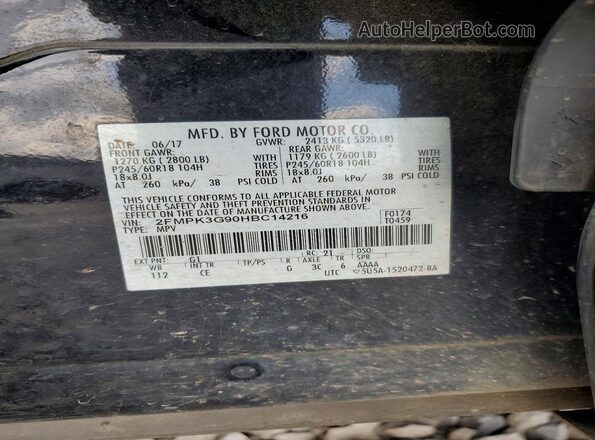 2FMPK3G90HBC14216 2017 FORD EDGE Black Vista interior de 360 grados