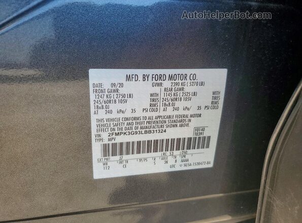 2FMPK3G93LBB31324 2020 FORD EDGE Серый Вид подкапотного пространства