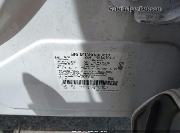 2FMPK3G95LBA06180 2020 FORD EDGE White Widok komory silnika