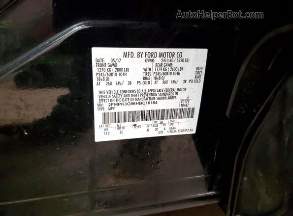 2FMPK3G96HBC16164 2017 FORD EDGE Black 360 interior view