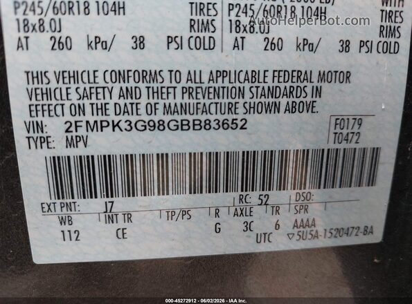 2FMPK3G98GBB83652 2016 FORD EDGE Gray 