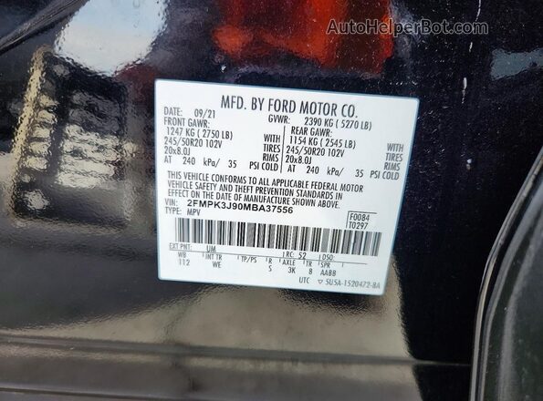 2FMPK3J90MBA37556 2021 FORD EDGE Black 