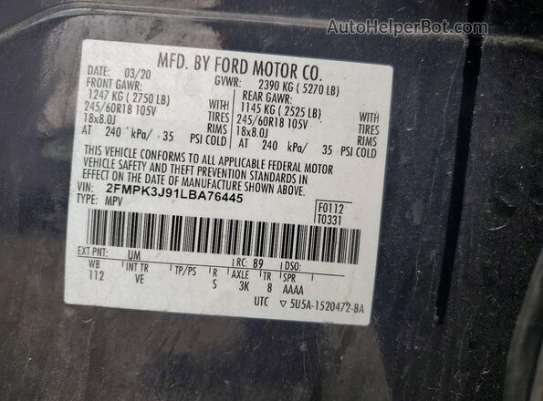 2FMPK3J91LBA76445 2020 FORD EDGE Черный 