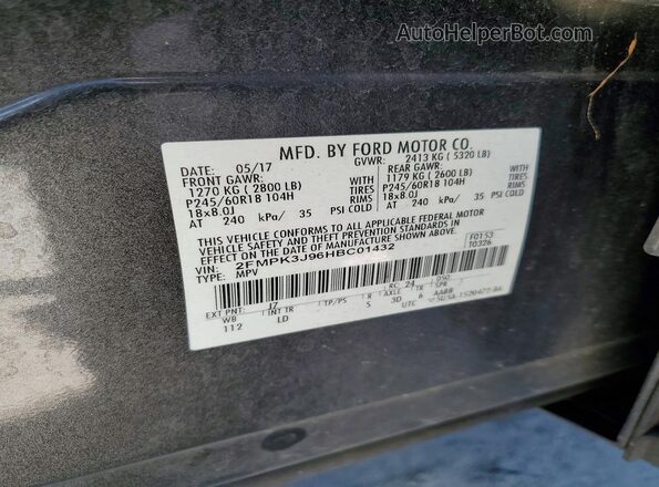 2FMPK3J96HBC01432 2017 FORD EDGE Gray სალონის 360-გრადუსიანი ხედი