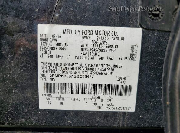 2FMPK3J97GBC25477 2016 FORD EDGE Black VIN sticker view