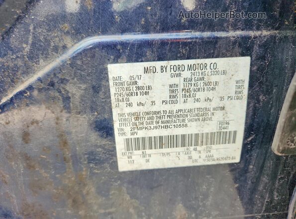 2FMPK3J97HBC10558 2017 FORD EDGE Синий 