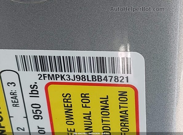 2FMPK3J98LBB47821 2020 FORD EDGE Серый Вид подкапотного пространства