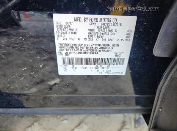 2FMPK3J9XHBB95795 2017 FORD EDGE Black Engine compartment view
