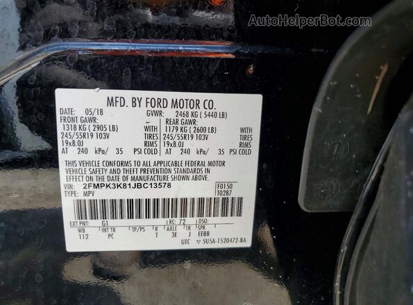 2FMPK3K81JBC13578 2018 FORD EDGE Black Սալոնի 360 աստիճան տեսք