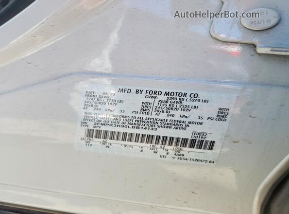 2FMPK3K90LBB14133 2020 FORD EDGE Белый Вид подкапотного пространства