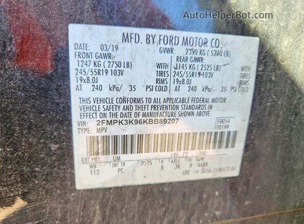 2FMPK3K96KBB89207 2019 FORD EDGE Black Սալոնի 360 աստիճան տեսք