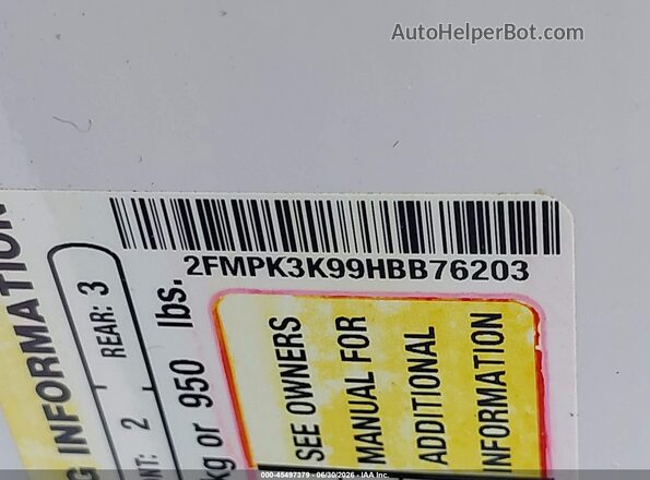 2FMPK3K99HBB76203 2017 FORD EDGE White Engine compartment view