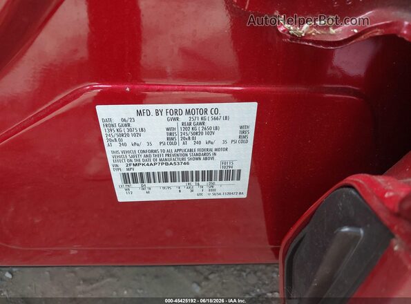 2FMPK4AP7PBA53746 2023 FORD EDGE Красный Вид подкапотного пространства