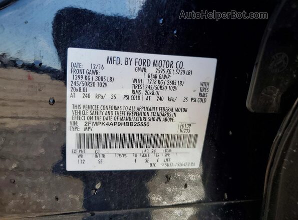 2FMPK4AP9HBB25550 2017 FORD EDGE Black 