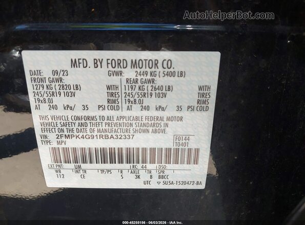 2FMPK4G91RBA32337 2024 FORD EDGE Black Widok komory silnika