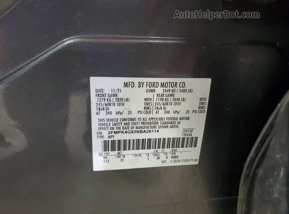 2FMPK4G93NBA26114 2022 FORD EDGE Gray 