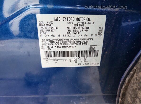 2FMPK4G93RBA15930 2024 FORD EDGE Blue 