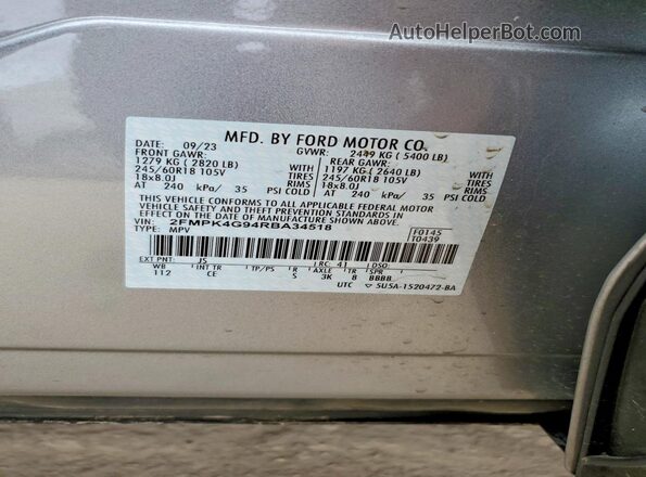 2FMPK4G94RBA34518 2024 FORD EDGE Silver VIN կոդի պիտակի տեսք