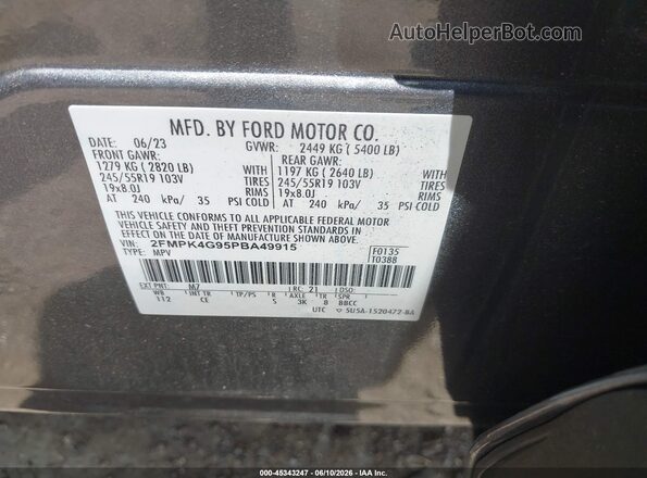 2FMPK4G95PBA49915 2023 FORD EDGE Gray Widok komory silnika