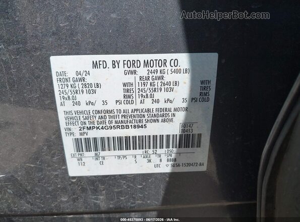 2FMPK4G95RBB18945 2024 FORD EDGE Серый Вид подкапотного пространства