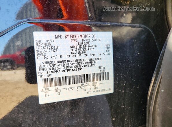 2FMPK4G97PBA43551 2023 FORD EDGE Black Vista del compartimento del motor
