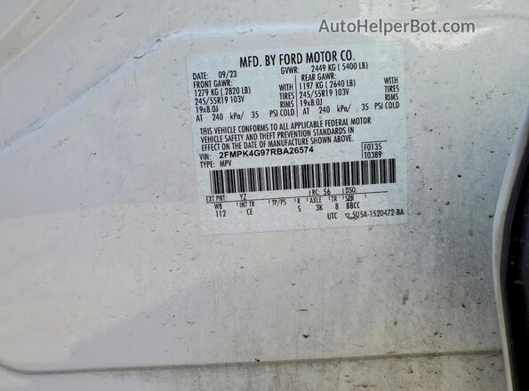 2FMPK4G97RBA26574 2024 FORD EDGE White Շարժիչի բաժամունքի տեսք