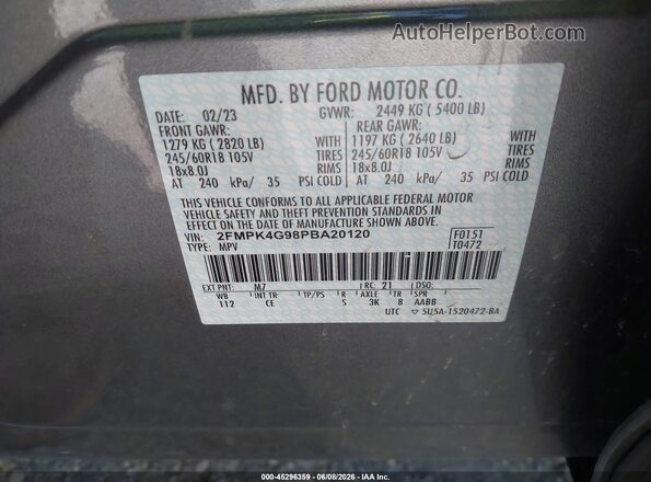 2FMPK4G98PBA20120 2023 FORD EDGE Gray 