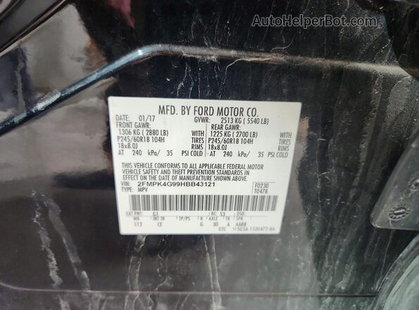 2FMPK4G99HBB43121 2017 FORD EDGE Black Vista de la etiqueta del VIN