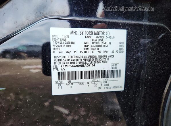 2FMPK4G99NBA00164 2022 FORD EDGE Black სალონის 360-გრადუსიანი ხედი