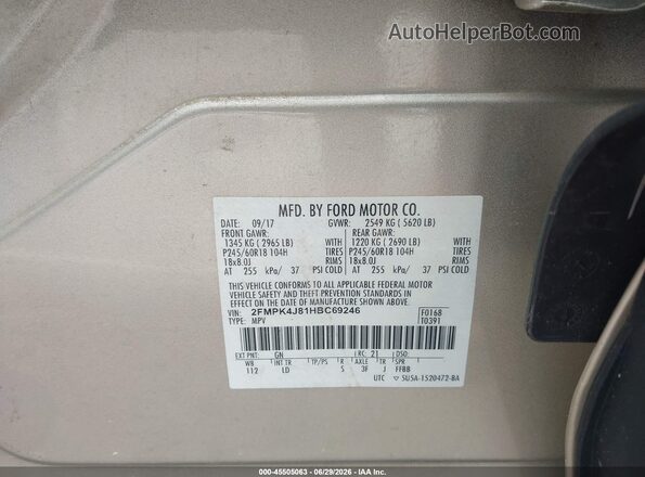 2FMPK4J81HBC69246 2017 FORD EDGE Champagne ძრავის განყოფილების ხედი