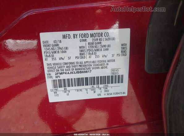 2FMPK4J83JBB69817 2018 FORD EDGE Burgundy Շարժիչի բաժամունքի տեսք