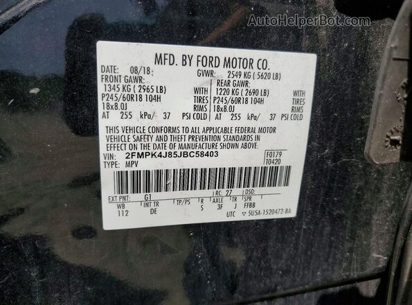 2FMPK4J85JBC58403 2018 FORD EDGE Черный 