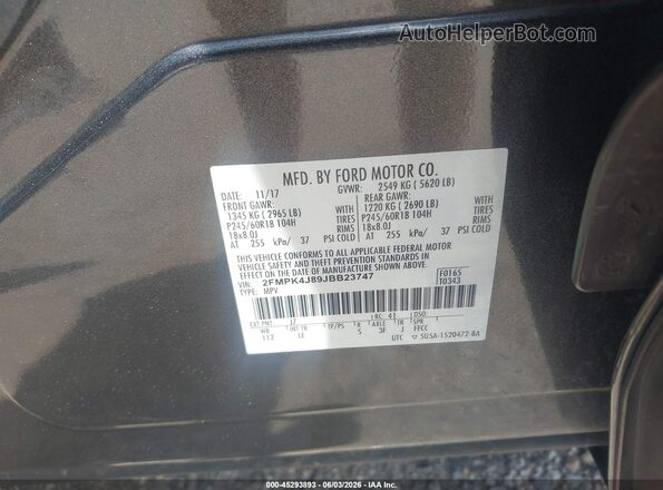 2FMPK4J89JBB23747 2018 FORD EDGE Gray Widok komory silnika