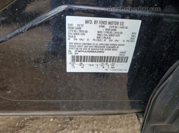 2FMPK4J90NBA29092 2022 FORD EDGE Black Շարժիչի բաժամունքի տեսք