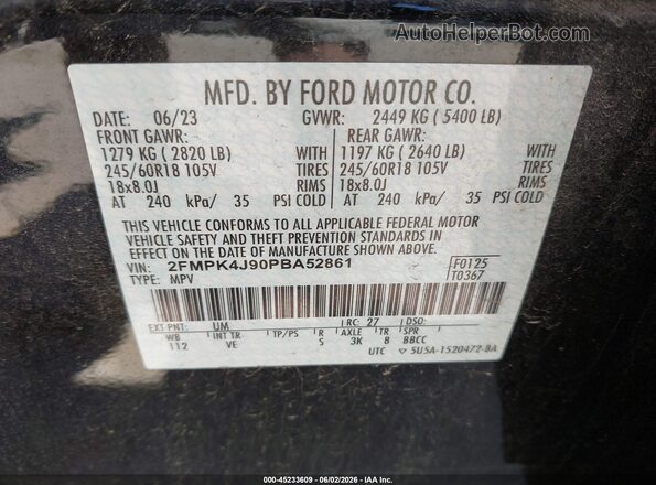2FMPK4J90PBA52861 2023 FORD EDGE Black Շարժիչի բաժամունքի տեսք