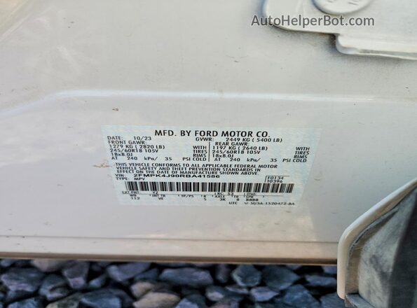 2FMPK4J90RBA41586 2024 FORD EDGE White VIN կոդի պիտակի տեսք